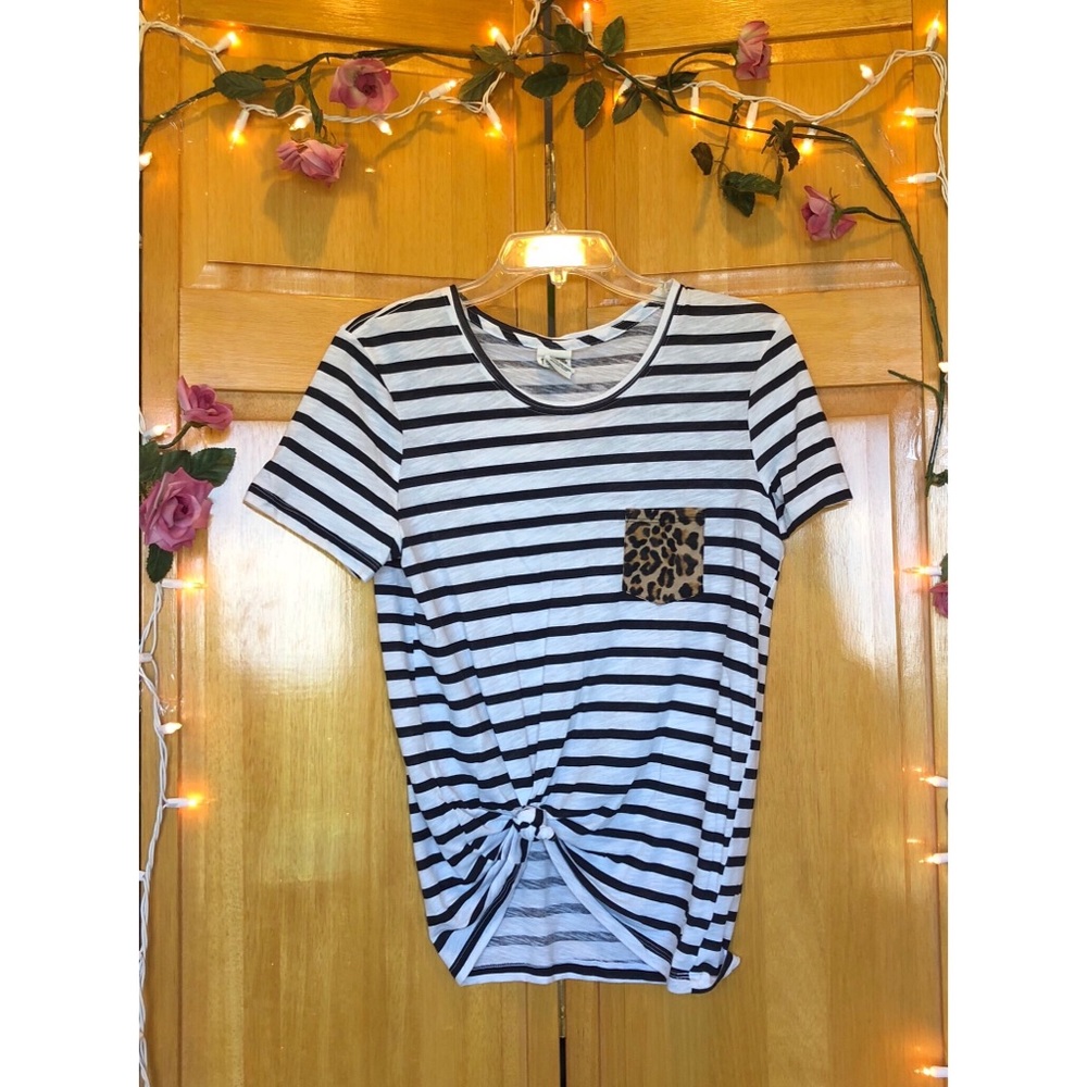 Pink striped pocket tee